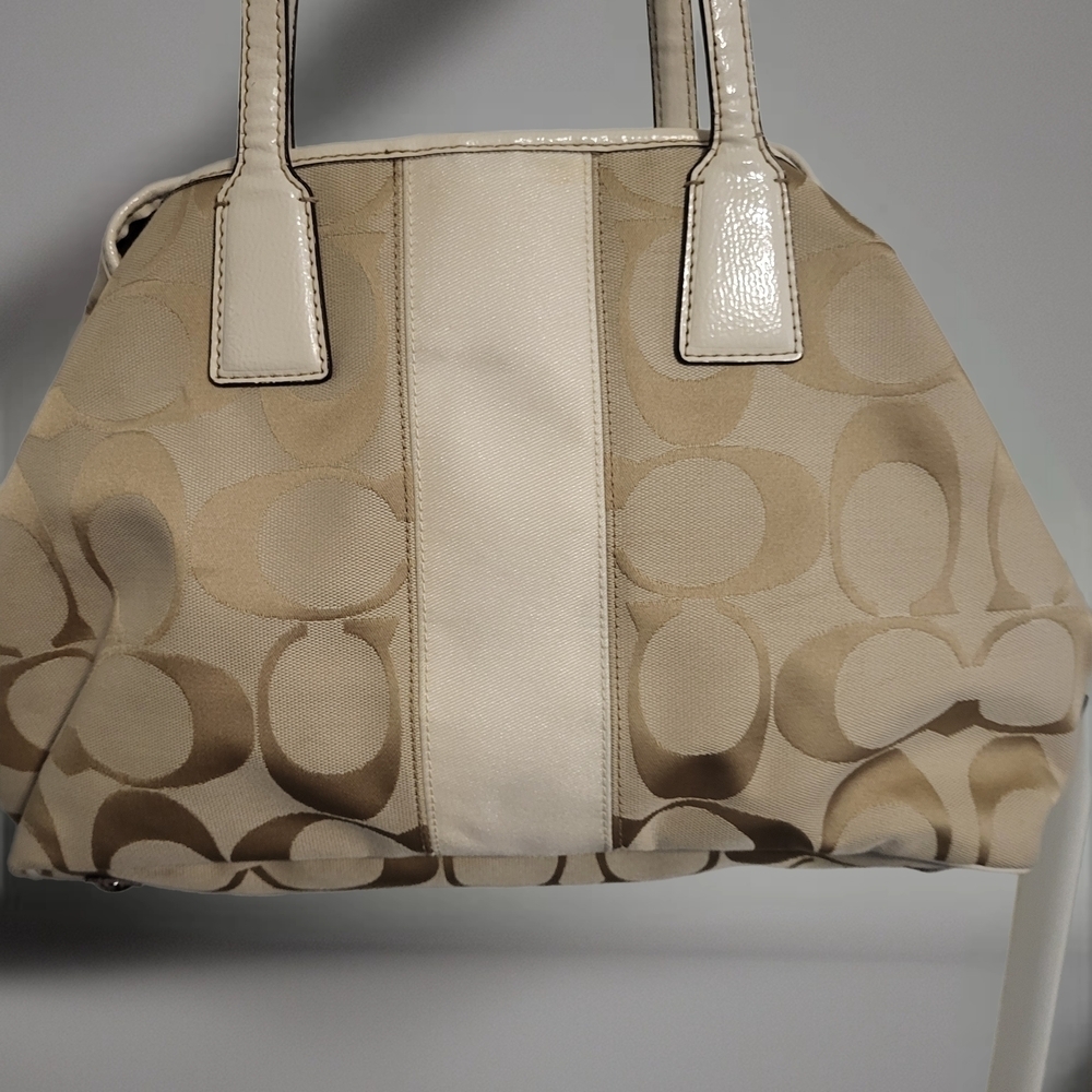 Coach Signature Stripe Framed Carryall. - Picture 2 of 8